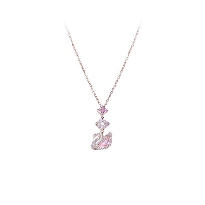 Korean Style Crystal Swan Necklace Women's Short Clavicle Chain Necklace Student Jewelry Yhx323