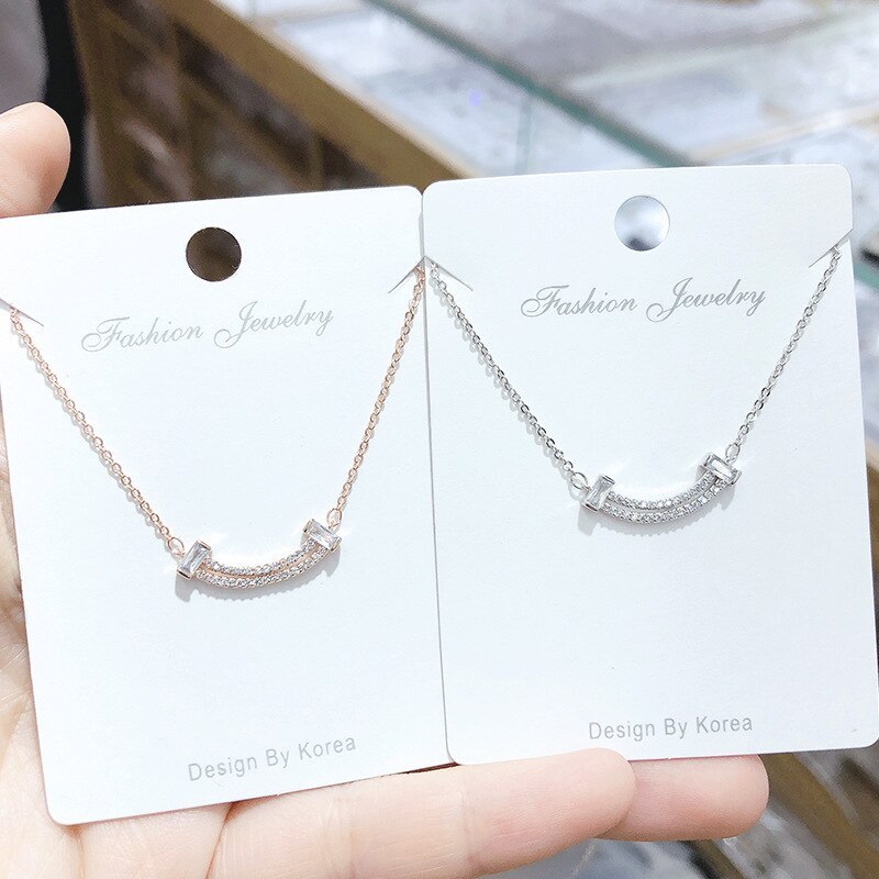 Korean Style Necklace Women's Clavicle Chain Ins Fresh Full Diamond Pendant Necklace Simple Fashion Jewelry Wholesale