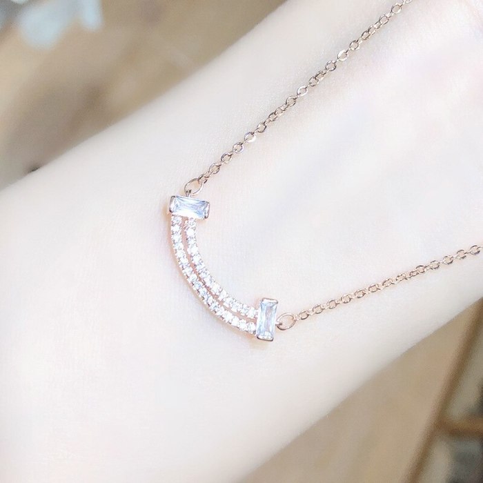 Korean Style Necklace Women's Clavicle Chain Ins Fresh Full Diamond Pendant Necklace Simple Fashion Jewelry Wholesale