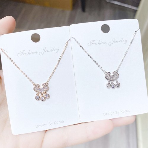 Korean Trendy Long Life Lock Necklace Colorfast Fashionable Elegant All-Match Clavicle Chain Female Necklace Accessories Jewelry