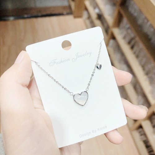 Gold Plated Heart-Shaped Necklace Full Diamond Rhinestone Korean Peach Heart Pendant Clavicle Chain Female Necklace Jewelry