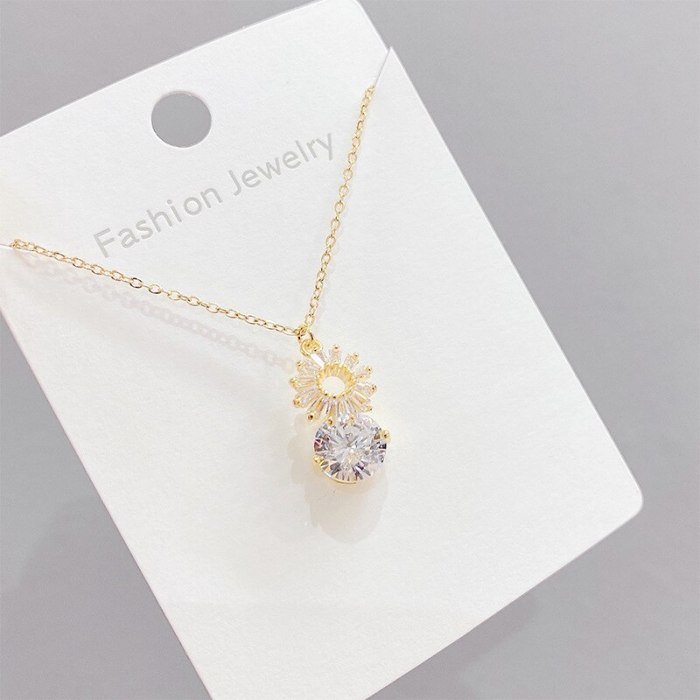 Super Flash Zircon Necklace Women's Rose Gold Clavicle Chain Pendant New Fashionable Temperament Necklace Jewelry Yhx134