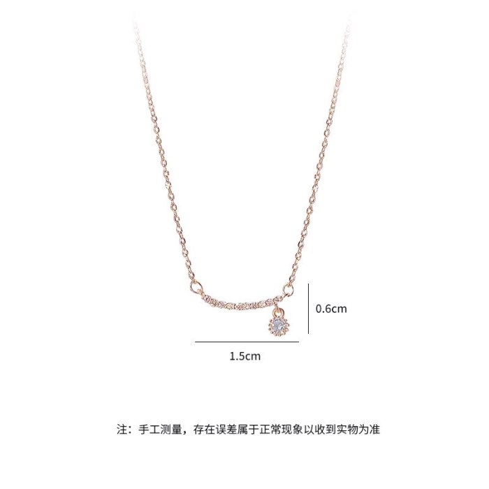 Smiley Face Necklace Women's Korean-Style Glossy Smile Pendant Micro-Inlaid Full Diamond Clavicle Chain Women's Ornament