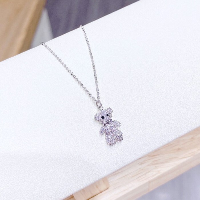 Korean Style Clavicle Chain Teddy Bear Pendant Necklace Women's Fashion Accessories Simple Cute Jewelry