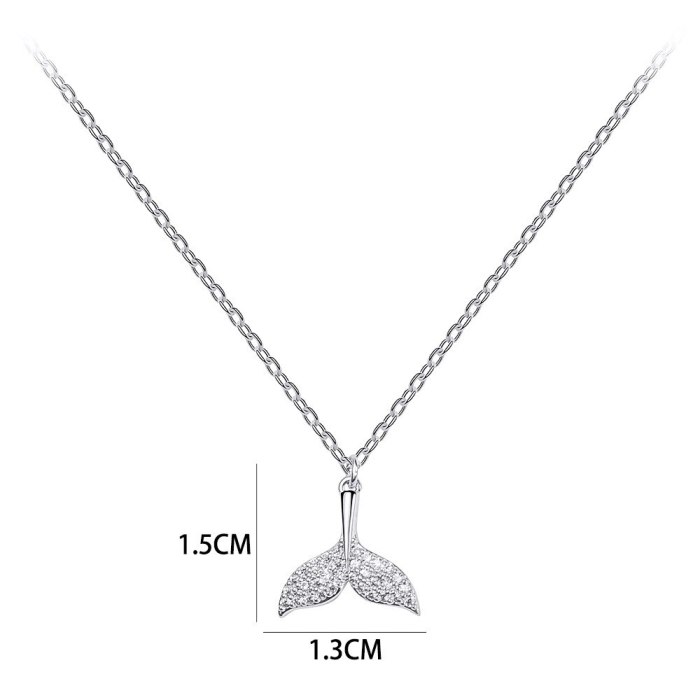 Mermaid Necklace Mermaid Girl Clavicle Chain Pendant Japanese and Korean New All-Match Diamond-Embedded Small Jewelry