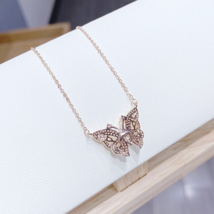 Zircon Fashion Sweet Elegance Birthday Gift Necklace Butterfly Necklace Female Accessories Yh419