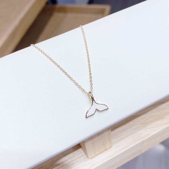 Korean Style Elegant Fashion Beauty Fishtail Necklace Exquisite Clavicle Chain Girl Necklace Fishtail Pendant Jewelry