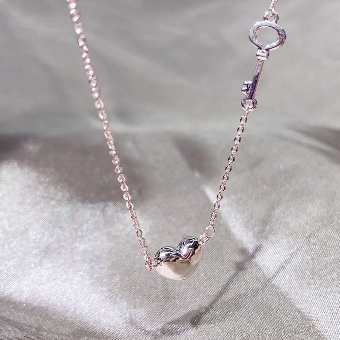 Love Necklace Korean Style Simple Peach Heart Versatile Clavicle Chain Female Ins Necklace