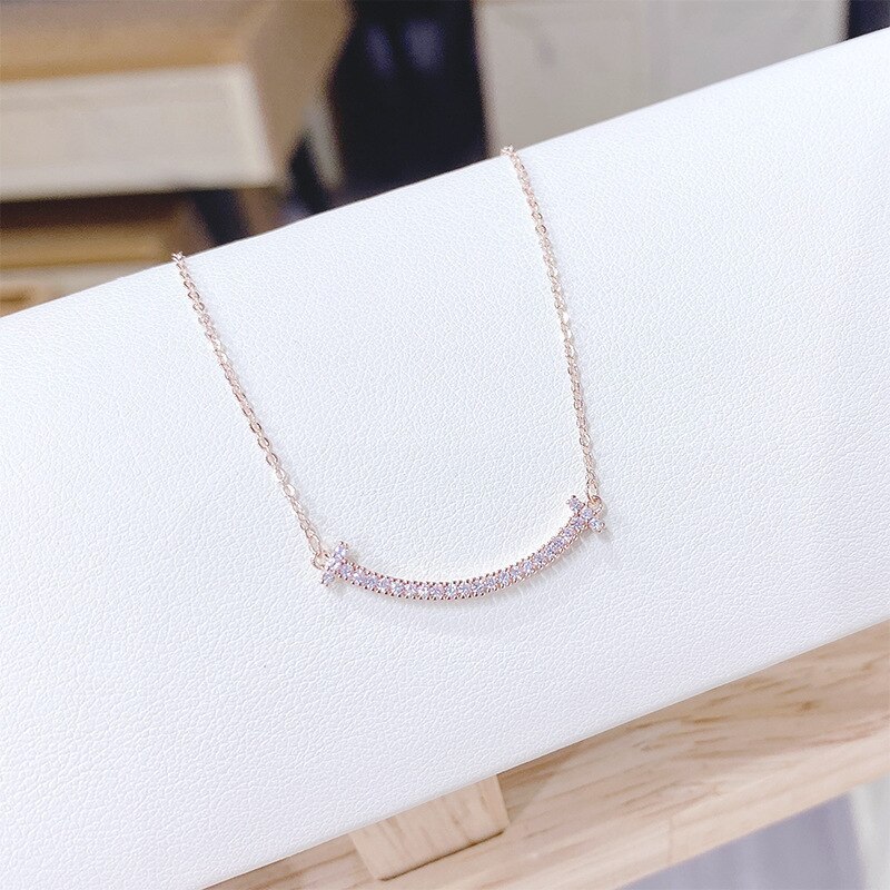 Smile Necklace Japanese and Korean New All-Matching Simple Zircon Necklace Women