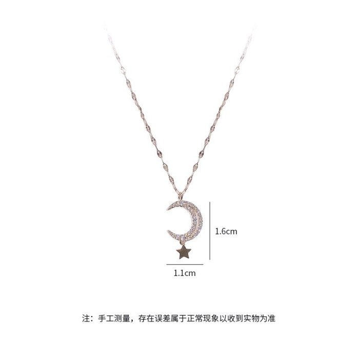 Xingyue Necklace Women's Korean-Style Diamond Gold Moon Sweet Star Zircon Necklace Women's Clavicle Chain Jewelry
