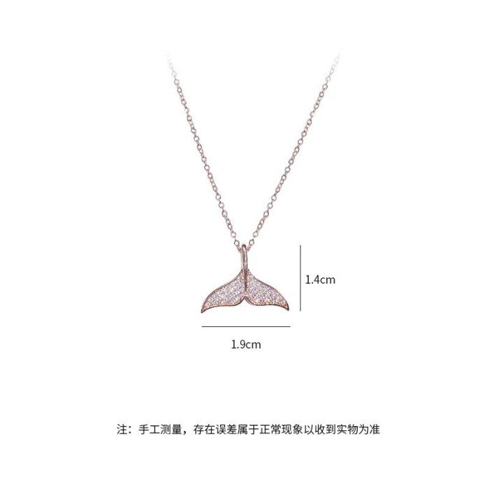 Fishtail Dolphin Necklace Female Fashion Ins Simple Temperament Micro Inlaid Zircon Clavicle Chain Pendant Jewelry
