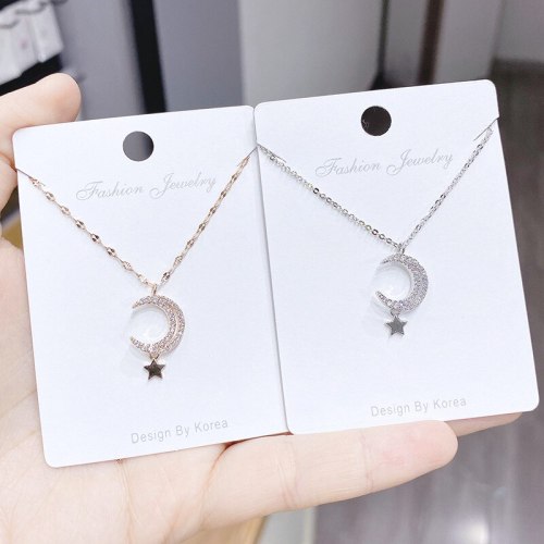 Xingyue Necklace Women's Korean-Style Diamond Gold Moon Sweet Star Zircon Necklace Women's Clavicle Chain Jewelry