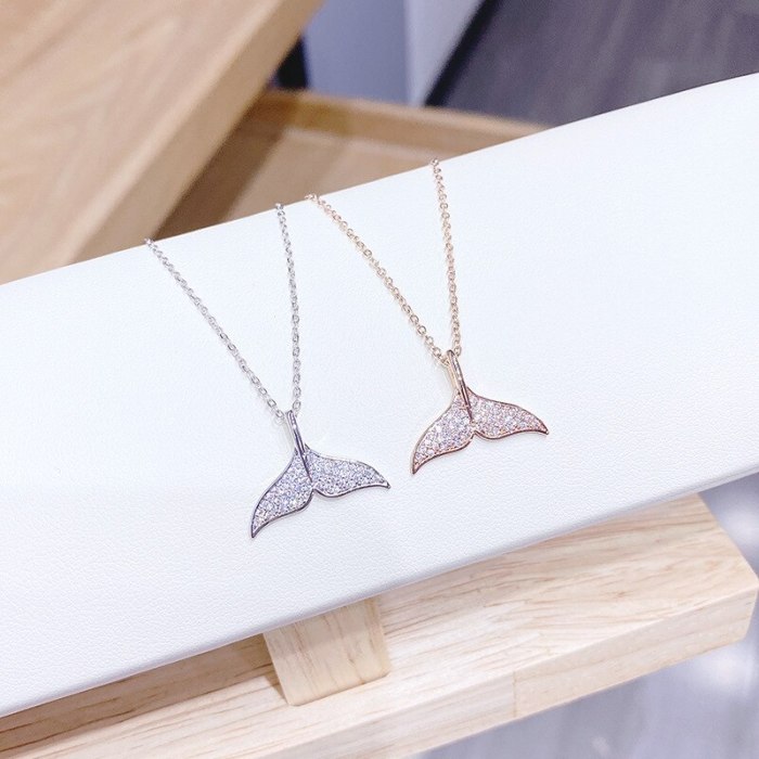 Fishtail Dolphin Necklace Female Fashion Ins Simple Temperament Micro Inlaid Zircon Clavicle Chain Pendant Jewelry