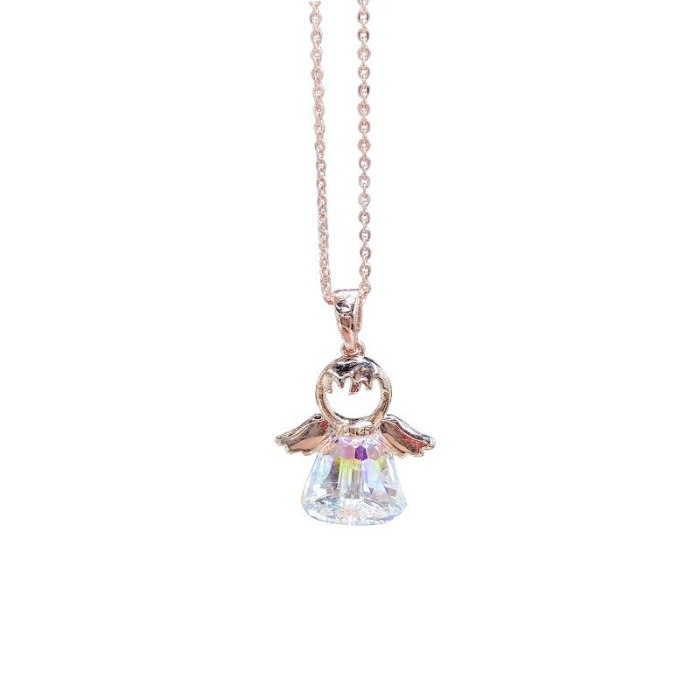 3A Zircon Angel Necklace Korean Creative Fashion New Rose Gold Plated Clavicle Chain Girl Necklace