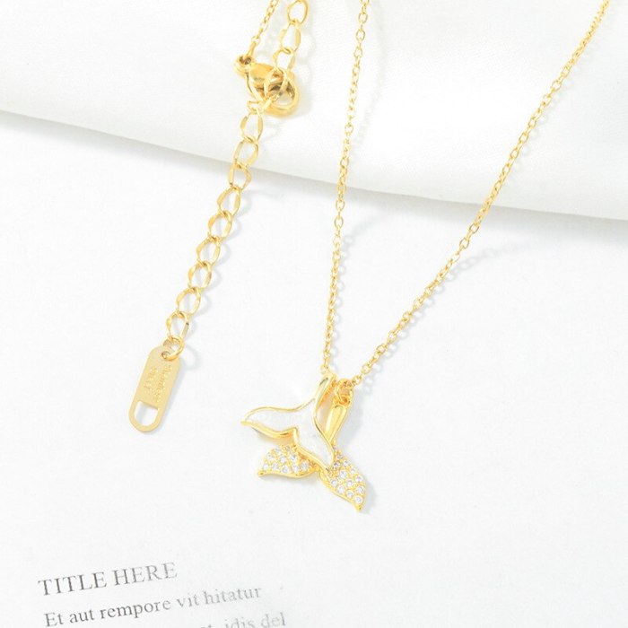 Girls Partysu Fashion Mermaid Tail Necklace Full Diamond Dolphin Tail Clavicle Chain Necklace Wholesale
