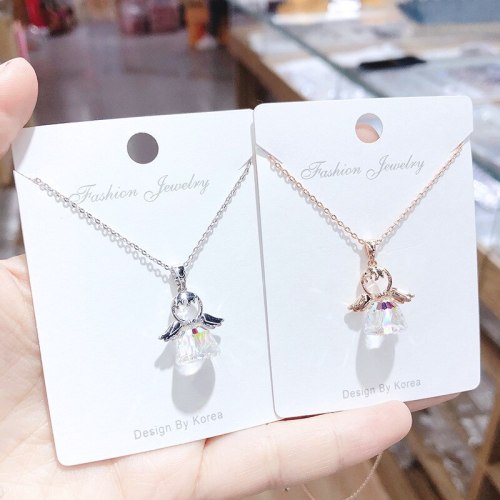 3A Zircon Angel Necklace Korean Creative Fashion New Rose Gold Plated Clavicle Chain Girl Necklace