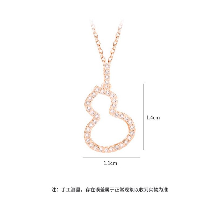 Fashion Micro Inlaid Zircon Simple Gourd Necklace for Women Mori Style New Clavicle Chain Necklace Wholesale