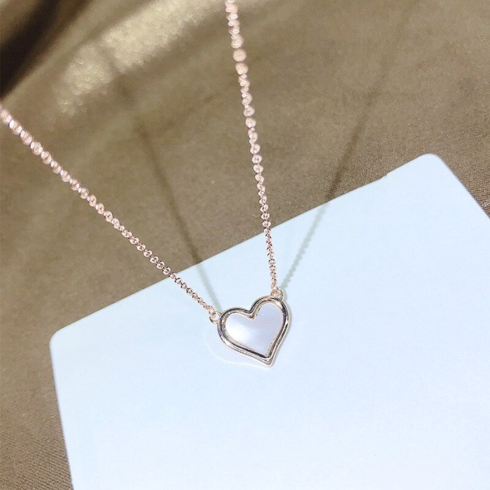 Heart Rose Gold Plated Necklace Simple Fashion All-Match Japanese and Korean New Clavicle Chain Girl Necklace Love Necklace