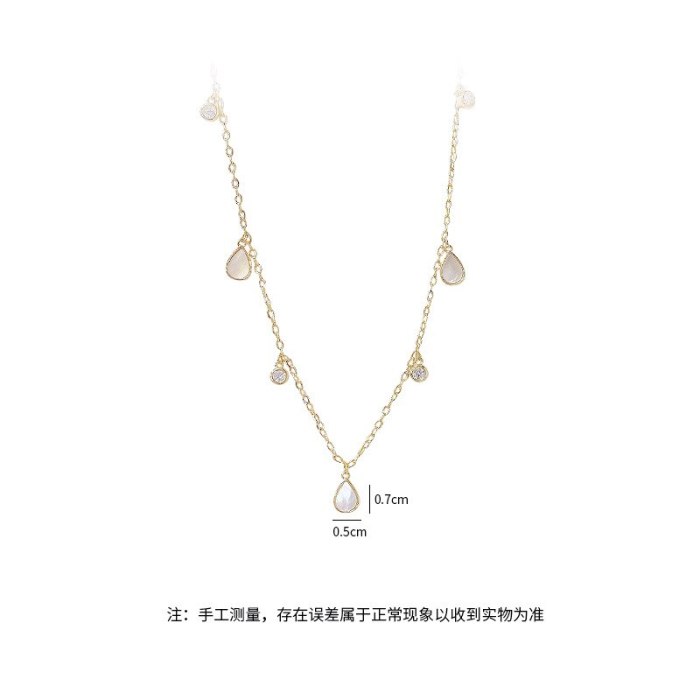 New Style Simple Water Drop Pendant Female Necklace Environmental Protection Plating Real Gold Clavicle Chain Female Jewelry