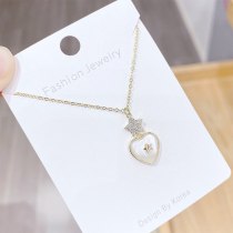 New Shell Peach Heart Necklace Female Clavicle Chain Ins Trendy Simple Temperament Necklace Accessories Jewelry