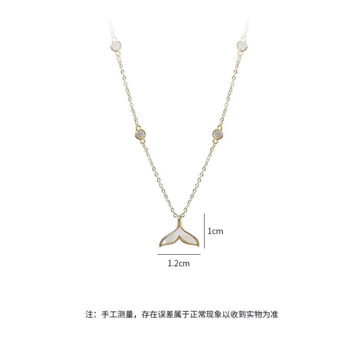 Shell Fishtail Short Necklace Female Korean Style Girl Pearl Mother Shell Beauty Fishtail Clavicle Chain Female Necklace Jewelry