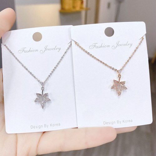 Korean Style Fashion Necklace Female Maple Leaf Clavicle Chain Trendy Ins Clavicle Chain Necklace Female