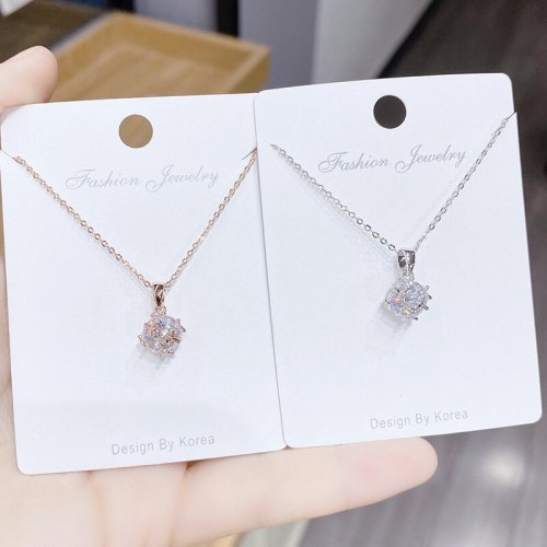 Korean Style Fashionable Simple Necklace with Zircon Necklace Clavicle Chain Girls' New Accessories