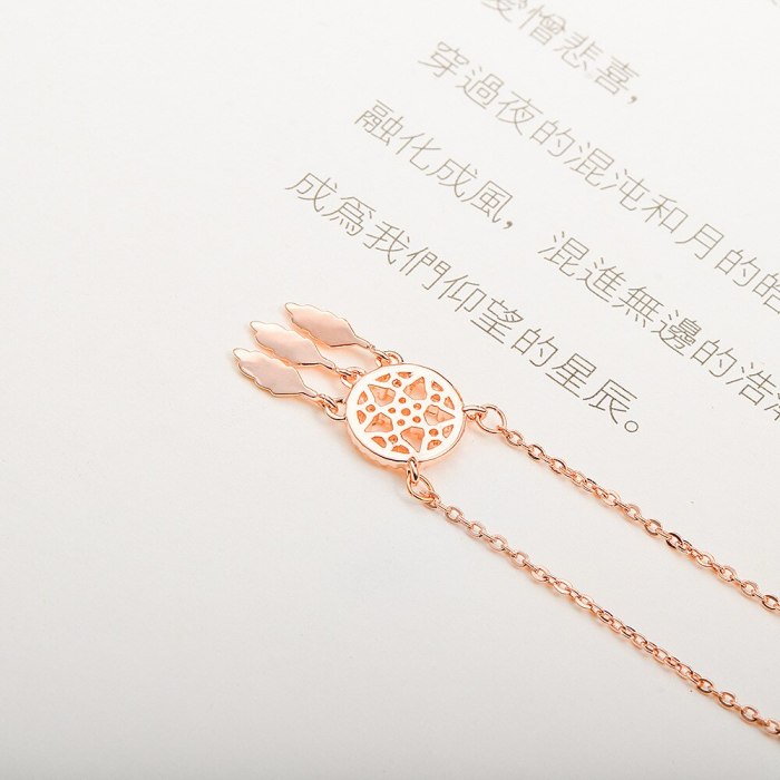 Dreamcatcher Copper Micro Inlaid Zircon Necklace Clavicle Chain Japanese and Korean All-Match Fashion Women's Necklace Wholesale