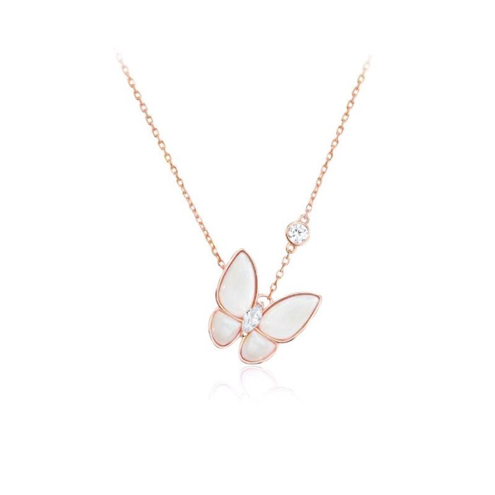 Fashion Fritillary Butterfly Necklace Women's Japanese and Korean New Micro-Inlaid Zircon Clavicle Chain Necklace