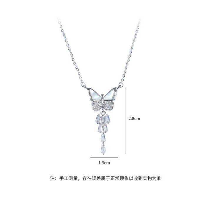 Mori Style Zircon Butterfly Necklace Japanese and Korean Fashion All-Match New Clavicle Chain Girl Necklace Gift