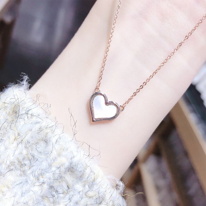 Heart Rose Gold Plated Necklace Simple Fashion All-Match Japanese and Korean New Clavicle Chain Girl Necklace Love Necklace
