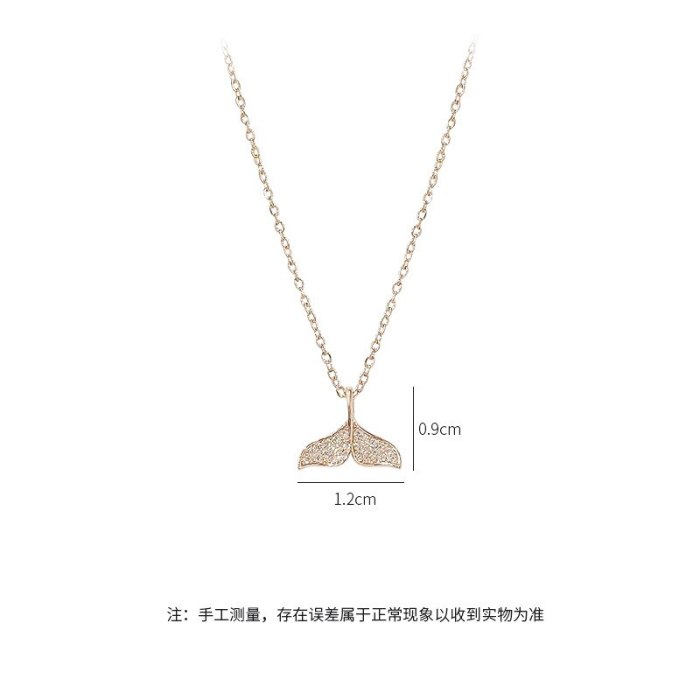New Fishtail Dolphin Necklace Women's Simple Elegant Light Luxury Micro-Inlaid Diamond Short Clavicle Chain Pendant