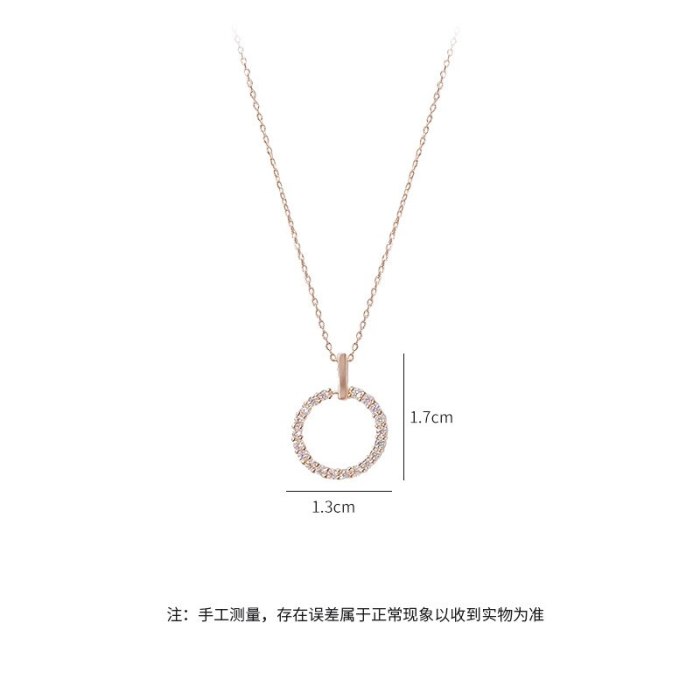 New Full Diamond Ring Necklace Women's Fashion Zircon Circle Geometric Clavicle Chain Necklace Wholesale