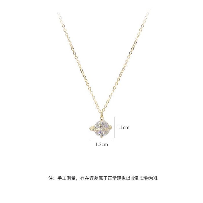 Korean All-Match Super Flash Zircon Micro-Inlaid Necklace XINGX Necklace Clavicle Chain Copper Plating Rose Gold Pendant