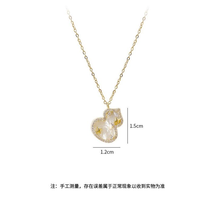 Small Calabash Necklace Women's Exquisite Shell Lighting Fu Lu Gourd Auspicious Full Diamond 14K Gold Necklace Jewelry Wholesale