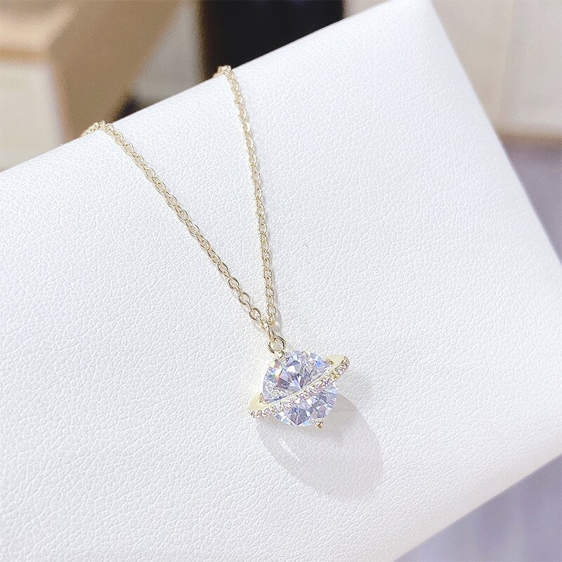 Korean All-Match Super Flash Zircon Micro-Inlaid Necklace XINGX Necklace Clavicle Chain Copper Plating Rose Gold Pendant