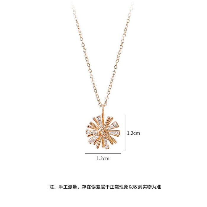 Korean Style Simple Elegant Fresh Windmill Clavicle Chain Necklace Snowflake Rotating Smart Necklace for Women