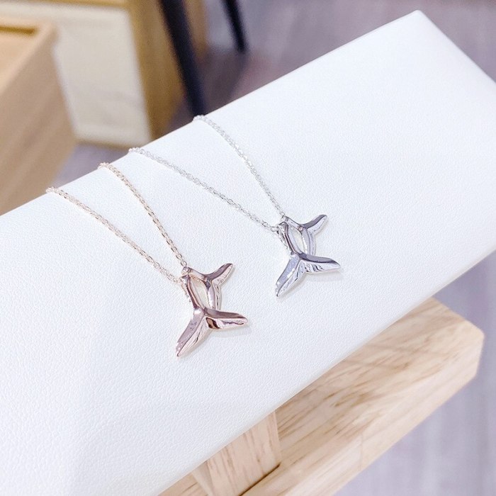 Korean Style Simple All-Match Fresh Necklace New Dolphin Fishtail Necklace Student Girl Pendant Birthday Gift