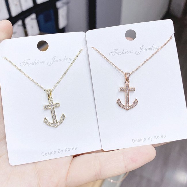 Korean Couple Necklace Boat Anchor Rudder Love Fashion Pendant Female Necklace Clavicle Chain Jewelry Wholesale