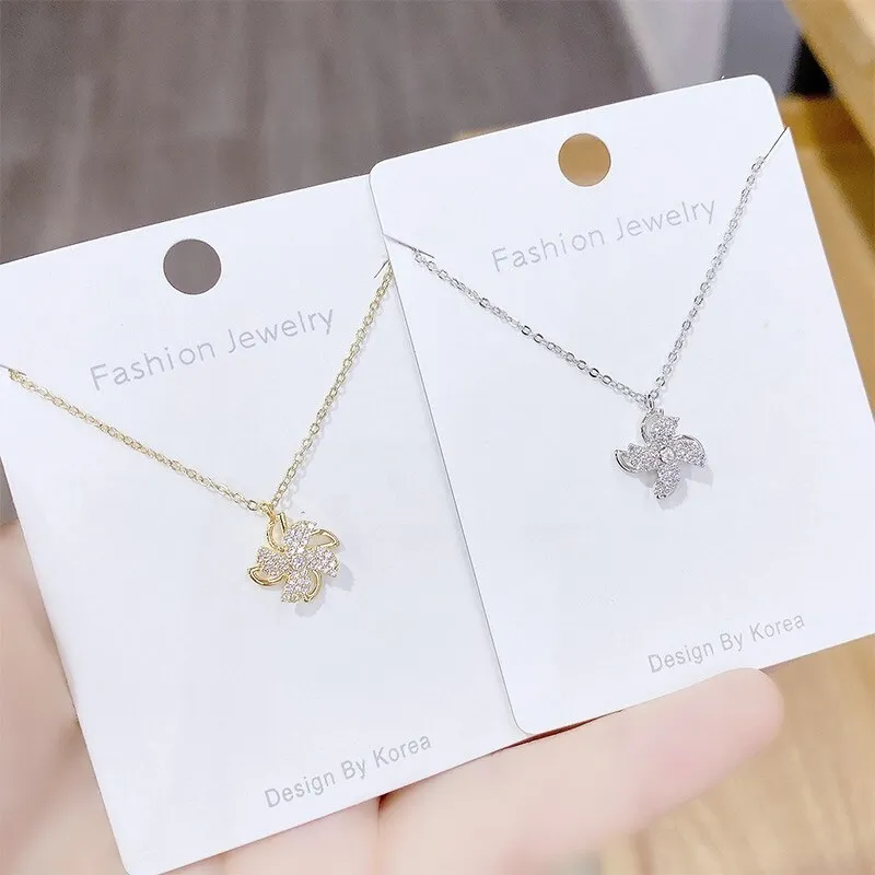 Rotatable Windmill Necklace Korean Children's Funny Girl Heart Simple Rotating Clavicle Chain Pendant Girlfriend Jewelry