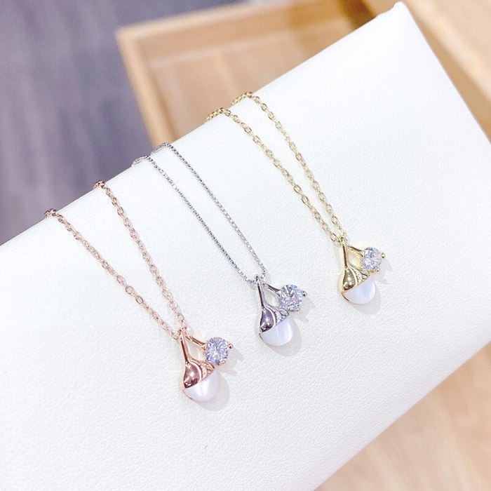 Necklace Pendant Female Japanese and Korean Style Fresh Micro Inlaid Zircon Cherry Necklace Sweet Fruit Clavicle Chain