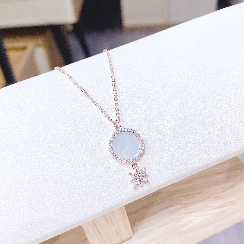 European and American Fashion Angel round Pendant Necklace Shell Necklace Female Jewelry Wholesale