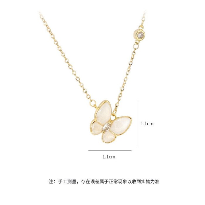 White Shell Butterfly Necklace Protection Electroplating 14K Rose Gold Fashion All-Match Women's Clavicle Chain Pendant