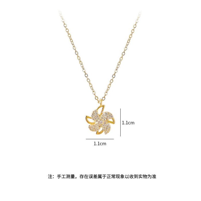 Rotatable Windmill Necklace Korean Children's Funny Girl Heart Simple Rotating Clavicle Chain Pendant Girlfriend Jewelry