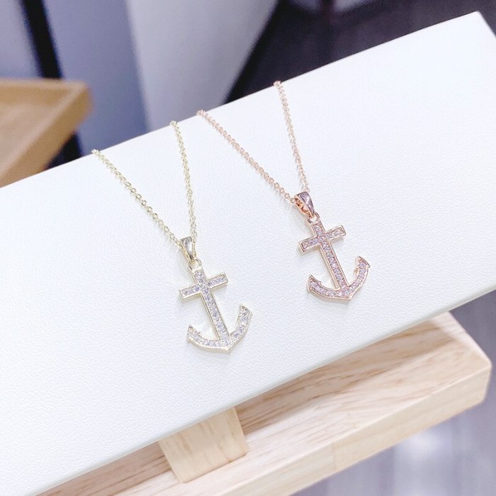 Korean Couple Necklace Boat Anchor Rudder Love Fashion Pendant Female Necklace Clavicle Chain Jewelry Wholesale