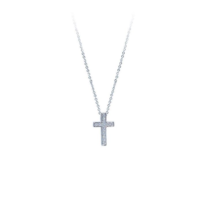 Women's Korean-Style Cross Pendant Christian Ornament Necklace
