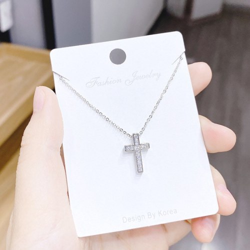 Women's Korean-Style Cross Pendant Christian Ornament Necklace