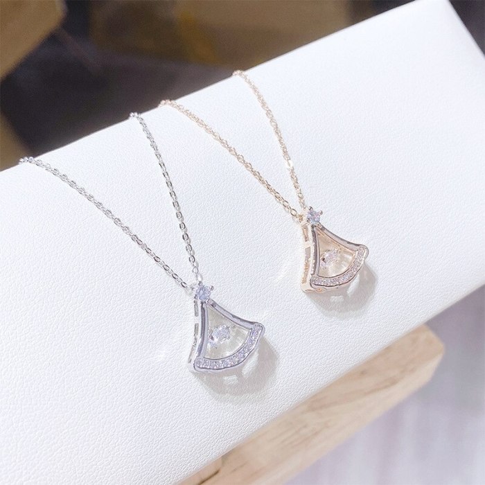 Small Skirt Necklace Female Fan Pendant Clavicle Chain Pendant Valentine's Day Qixi Gift Smart Necklace