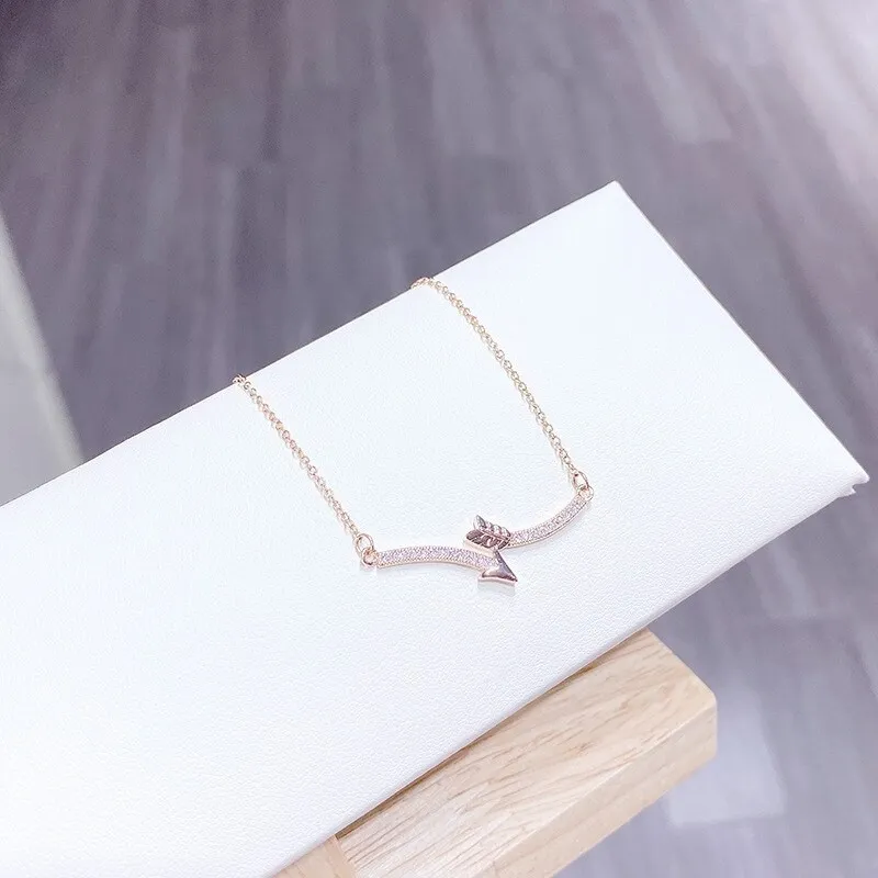 New Aishen Arrow Necklace Women's Copper Plated Gold Necklace Ornament Clavicle Chain Pendant Wholesale