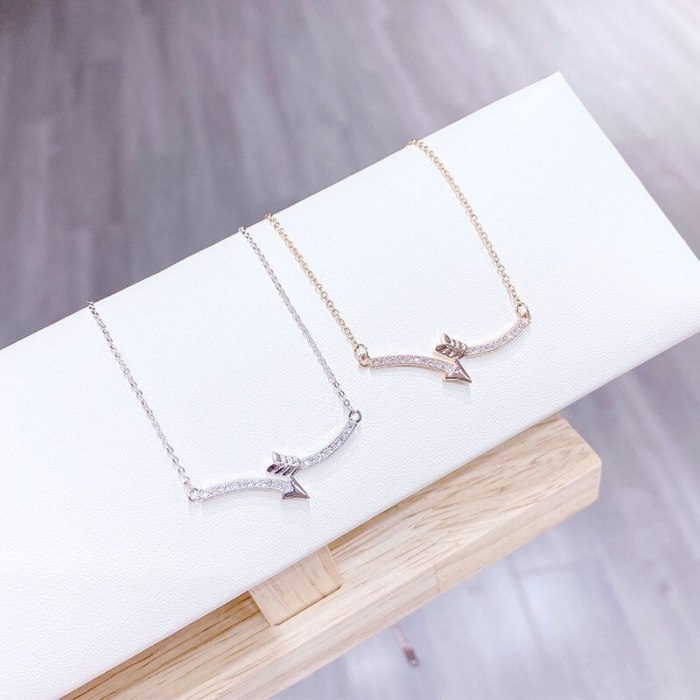 New Aishen Arrow Necklace Women's Copper Plated Gold Necklace Ornament Clavicle Chain Pendant Wholesale